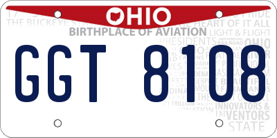 OH license plate GGT8108