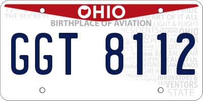 OH license plate GGT8112