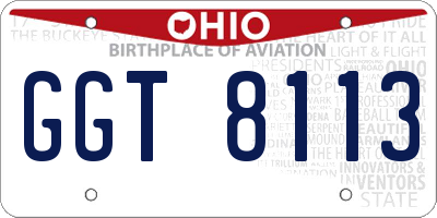 OH license plate GGT8113