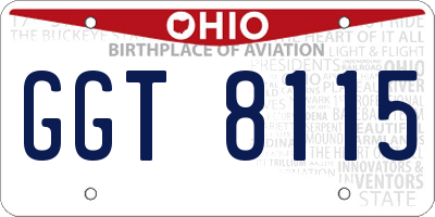 OH license plate GGT8115
