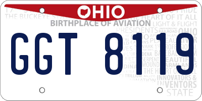 OH license plate GGT8119