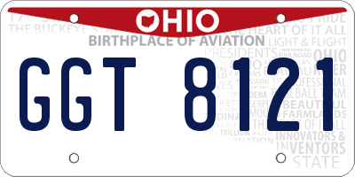 OH license plate GGT8121