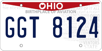 OH license plate GGT8124