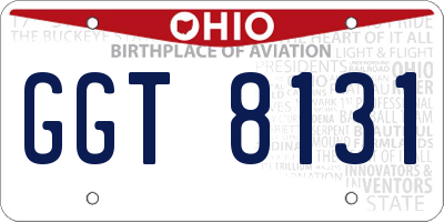 OH license plate GGT8131