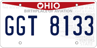 OH license plate GGT8133