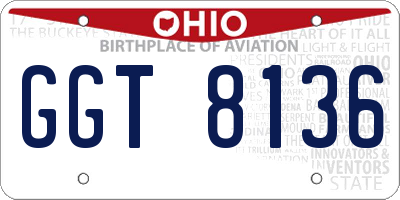 OH license plate GGT8136