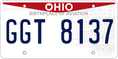 OH license plate GGT8137