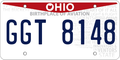 OH license plate GGT8148