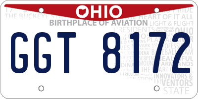 OH license plate GGT8172