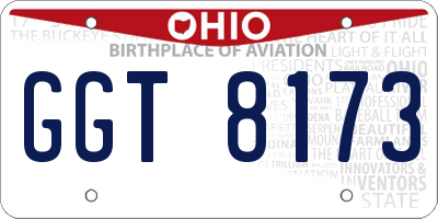 OH license plate GGT8173