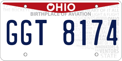 OH license plate GGT8174