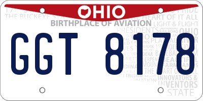 OH license plate GGT8178