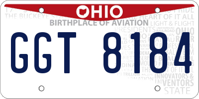 OH license plate GGT8184