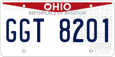 OH license plate GGT8201