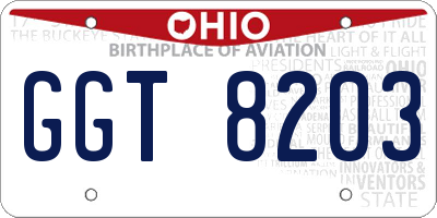 OH license plate GGT8203