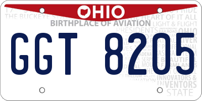 OH license plate GGT8205