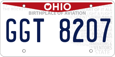 OH license plate GGT8207