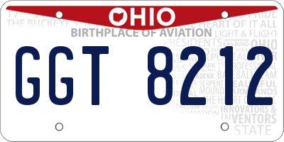 OH license plate GGT8212