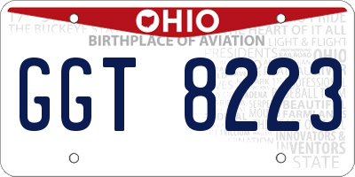 OH license plate GGT8223