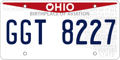 OH license plate GGT8227
