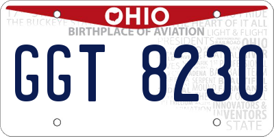 OH license plate GGT8230