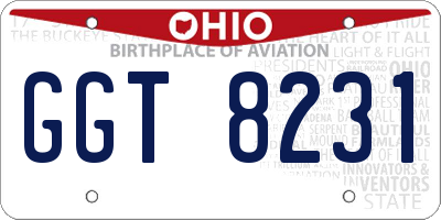 OH license plate GGT8231