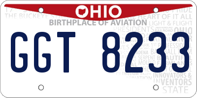 OH license plate GGT8233