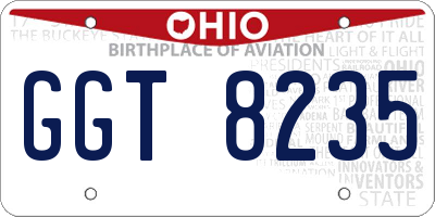 OH license plate GGT8235