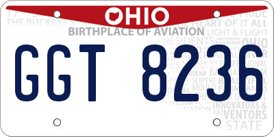 OH license plate GGT8236