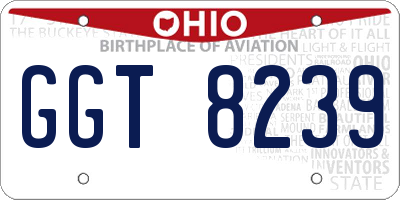 OH license plate GGT8239