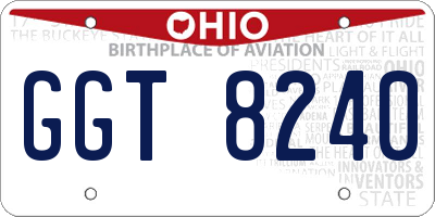 OH license plate GGT8240