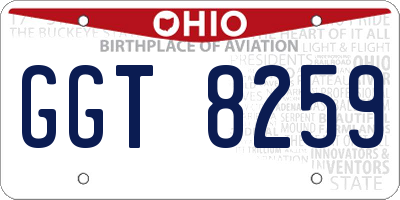 OH license plate GGT8259