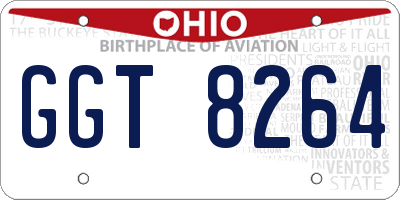 OH license plate GGT8264
