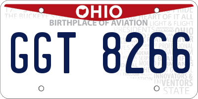 OH license plate GGT8266