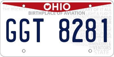 OH license plate GGT8281