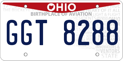 OH license plate GGT8288