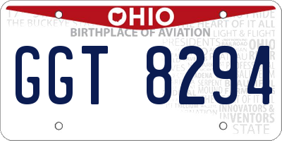 OH license plate GGT8294