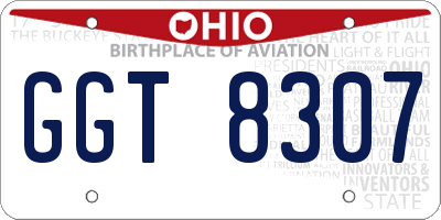 OH license plate GGT8307