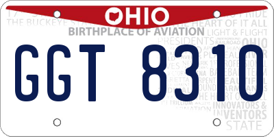 OH license plate GGT8310