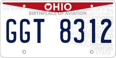 OH license plate GGT8312
