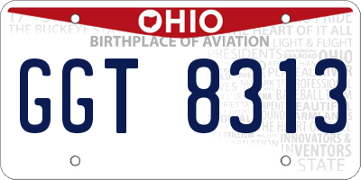 OH license plate GGT8313