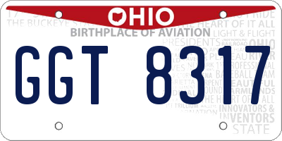 OH license plate GGT8317