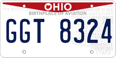 OH license plate GGT8324