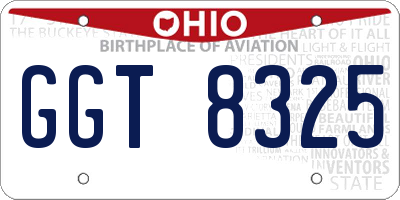 OH license plate GGT8325