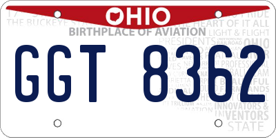 OH license plate GGT8362