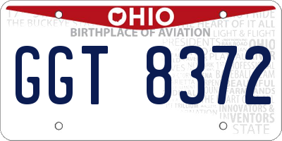 OH license plate GGT8372