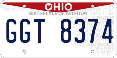 OH license plate GGT8374