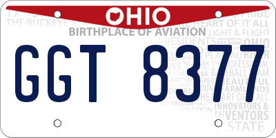 OH license plate GGT8377