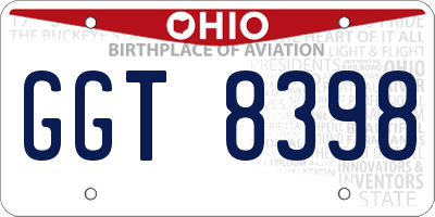 OH license plate GGT8398