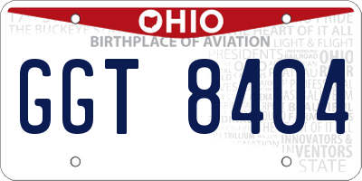 OH license plate GGT8404